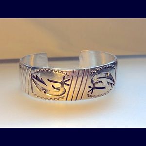 Vintage Kokopelli Solid Sterling Silver Bangle Bracelet